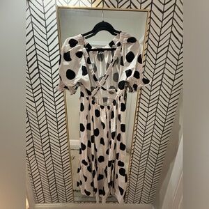 TOPSHOP - Backless/Puff Sleeve Polka Dot Dress